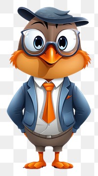 PNG Bird character office uniform cartoon animal fun.