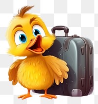 PNG Duck character pull suitcase concept animal luggage cartoon.