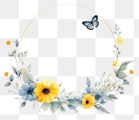 PNG Sun flower and butterfly cercle border sunflower pattern wreath.