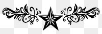 PNG Divider graphic of star black white line.