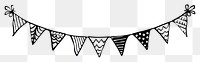 PNG Divider doodle of birthday flag pattern line white background.