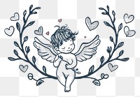 PNG Divider doodle of cupid pattern drawing sketch.