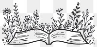 PNG Divider doodle of book drawing sketch white background.