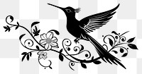 PNG Divider doodle of hummingbird pattern animal black.