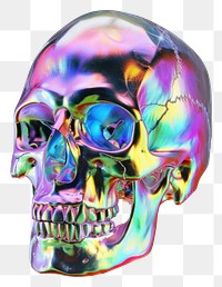 PNG Hologram skull glowing science anatomy.