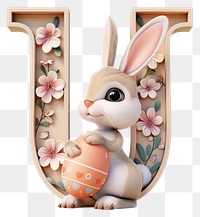 PNG Easter letter U easter rabbit white background.