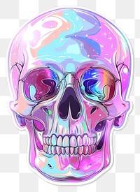 PNG Funny hologram sticker skull purple illustrated photography.