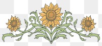 PNG Ornament divider sunflower art pattern plant.