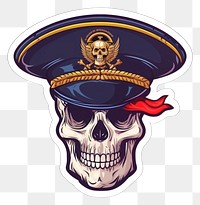 PNG Warship sticker skull representation headwear cartoon.