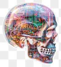 PNG Technology sticker skull art representation architecture.