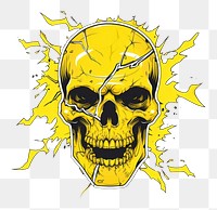 PNG Thunder sticker skull creativity cartoon drawing.