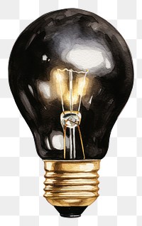 PNG Black color light bulb lightbulb white background electricity.