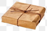 PNG Crumpled kraft paper package gift box white background.