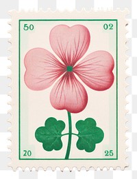 PNG  Clover with Risograph style flower petal pink.