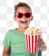 PNG Popcorn glasses person white background.