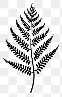 PNG A black fern leaf old school hand poke tattoo style plant line logo
