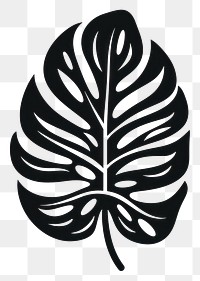 PNG A black monstera leaf old school hand poke tattoo style plant logo xanthosoma.
