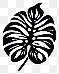 PNG A black monstera leaf old school hand poke tattoo style logo white background xanthosoma.