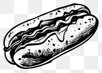 PNG A hotdog in oldschool handpoke tattoo style food monochrome bratwurst.