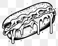 PNG A hotdog in oldschool handpoke tattoo style food monochrome condiment.