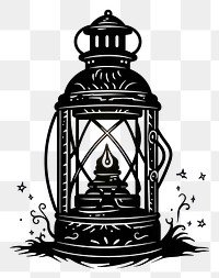 PNG A lantern oldschool handpoke tattoo style line art architecture.