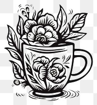 PNG A mug of coffee oldschool hand poke tattoo style graphics pattern drawing