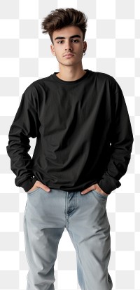 PNG Teenager long sleeve streetwear sweatshirt portrait sweater.