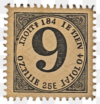 PNG Vintage postage stamp with number 9 text white background blackboard.