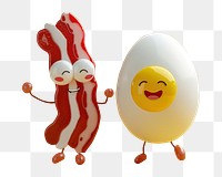 PNG 3d bacon and fried egg character cartoon food anthropomorphic