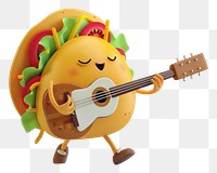 PNG 3d sandwich character guitar cartoon anthropomorphic.