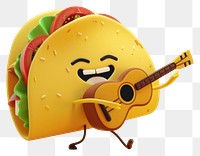 PNG 3d taco character cartoon guitar representation.