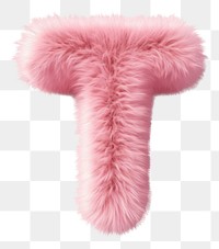PNG  Fur letter T pink white background softness.