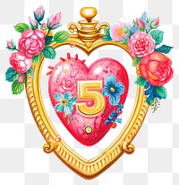 PNG Number 5 printable sticker jewelry pattern heart.