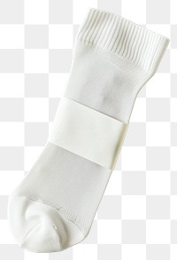 PNG White sock is foldaway with white empty wrap label mockup clothing weaponry bandage.