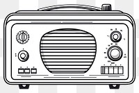 PNG Retro radio electronics line white background.