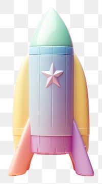 PNG Rainbow color rocket toy spaceplane cosmetics.