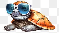PNG Baby sea turtle sunglasses reptile cartoon.