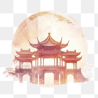 PNG Antique chinese architecture circle old art.
