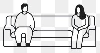 PNG Couple sit on a couch drawing furniture cartoon.