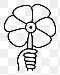 PNG Hand holding a flower cartoon drawing line.