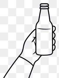 PNG Hand holding beer bottle drawing drink line.