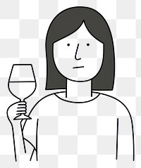 PNG Woman drinking champagne drawing cartoon sketch.