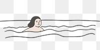 PNG Woman swimming drawing cartoon bathtub.