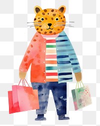 PNG Simple abstract character in Risograph printing illustration minimal of a happy lion enjoy shopping art representation creativity.