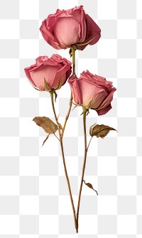 PNG  Real pressed pink rose flowers petal plant red