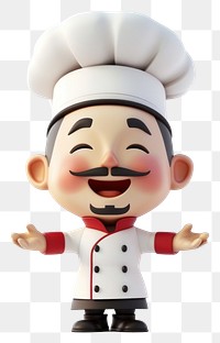 PNG  Chineses chef figurine human white background.