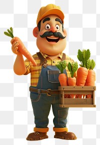 PNG  Farmer holding a crate of carrots vegetable plant food.