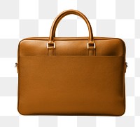 Brown leather bag png, transparent background