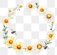 PNG Daisy with honey bees circle border pattern flower insect.