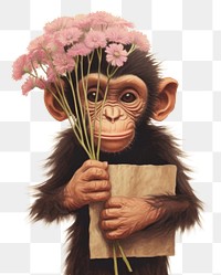 PNG Realistic vintage drawing of chimpanzee monkey animal mammal.